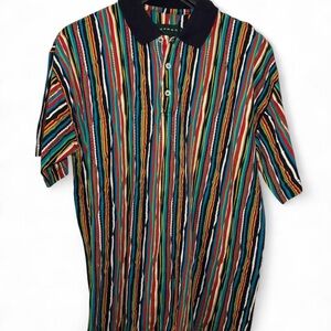 Vintage Tundra Multi-Stripe Polo Shirt - Black Collar